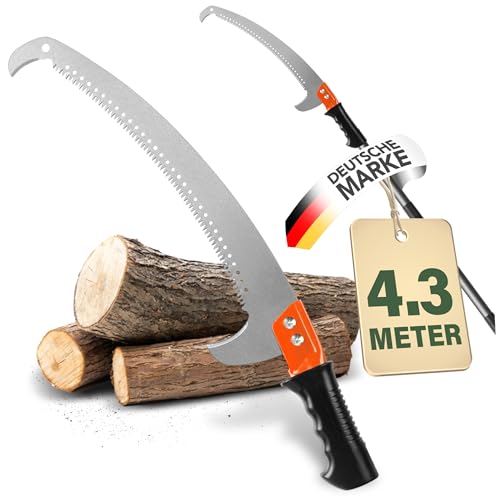 easimo | Astsäge Teleskop für Baumbeschneidung I Säge mit Teleskopstiel einstellbar auf bis zu 4.3m I Teleskop Baumsäge Baumschneider Baum Hochentaster
