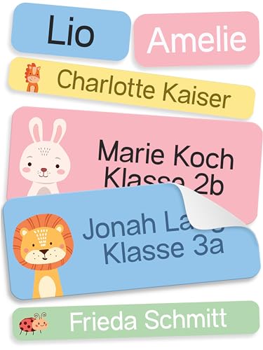 StiKiddo® 145 Stück Namensaufkleber Set für Kinder in der Schule - Personalisierte Aufkleber, Ideal für Stifte & Schulsachen, Made in Germany - Blau