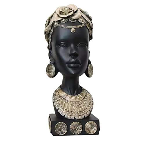 Duiaynke Afrikanische Frau Statue Kreative afrikanische weibliche Büste Kunst Skulptur Home Office Dekoration Handwerk (Gold)
