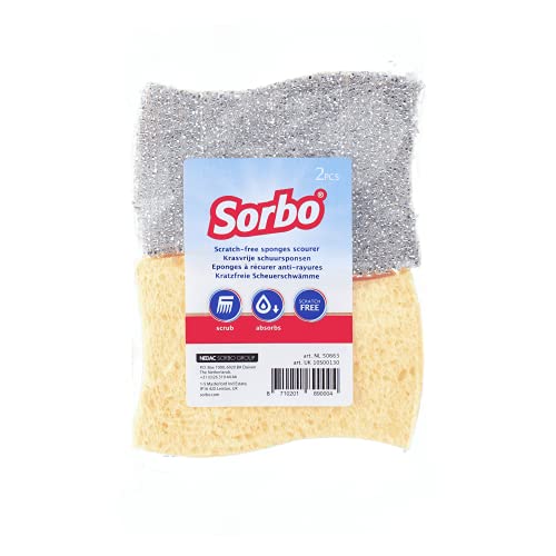 Sorbo Scouring Pads, viscose, Yellow, 11 x 7 x 4 cm