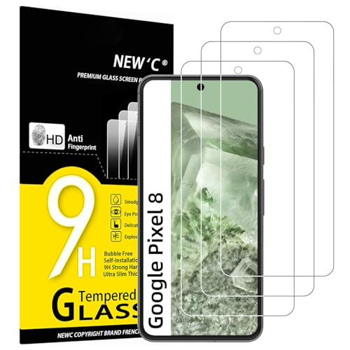 NEW'C 3 Stück, Panzer Schutz Glas für Google Pixel 8, Frei von Kratzern, 9H Härte, HD Displayschutzfolie, 0.33mm Ultra-klar, Ultrabeständig