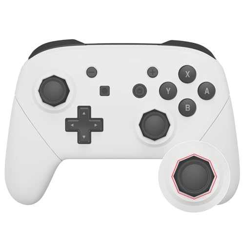 eXtremeRate Grips Case für nintendo Switch Pro Controller, DIY-Ersatz Full Hülle Faceplate&Back Shell&Giffe Abdeckung&Tasten für Switch Pro Controller(Octagonal Gated Sticks Design,Weiß)