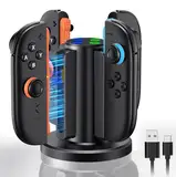 Bidirektionale Controller Ladestation für Nintendo Switch 2(2025), Schnelle Andockstation für Joycon 2, Magnetischer Ladeständer für Switch 2 Zubehör mit LED-Anzeige und USB Typ-C Ladekabel