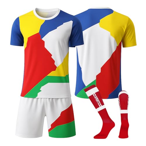 Fußballtrikot, Fußballtrikot, Herren, personalisierbar, Jugend-Trainings-Shirts, Trikot, Fußballanzug, Shorts, Fans, Geschenk, 6-weiß, S