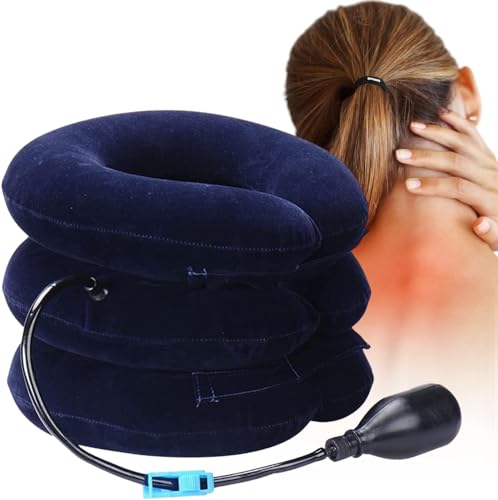 OrtoPrime Halswirbelsäule Traktionsgerät - LINDERT HALSNAPFSPANNUNG - Aufblasbares Halskragen für zervikale Schmerzen - Halsstrecker Cervical Traction Kissen für Halsdehnung und Haltungskorrektur