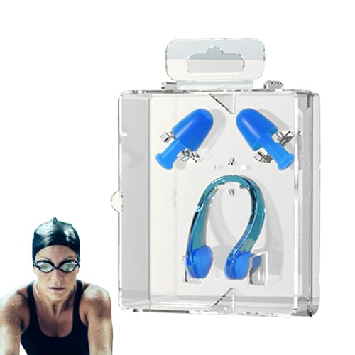Schwimm-Nasenklammer, Schwimm-Nasenstecker - Ohren-Nasen-Schutz - Box-Paket, verbesserte, wiederverwendbare, wasserdichte, weiche Schwimm-Ohrstöpsel, Nasenklammer-Stecker für Erwachsene und Kinder bei