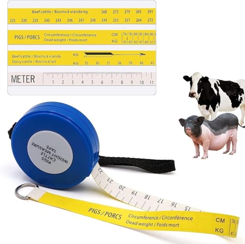 MOGOULUA Tragbares 250cm Gewichtsmessband 60" Schwein Gewicht Maßband Tier Taille Korrespondieren Gewichtsband Einziehbares Körpergewicht Maßschneider Nähen Handwerk Tuch Diät Maßband