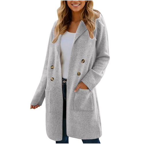 TTFDJG Übergangsjacke Damen Große Größen Frauen Jacke Frühling Übergangsjacke Damen Ohne Kapuze Damen Mantel Jacke Jacken Damen Winter Wollmantel Damen Lang Strickjacke Damen Winter Warm