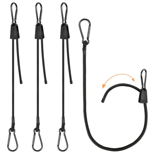 Verstellbar Spanngummi mit Karabiner, Expander mit Haken 4er Set, 100cm Extra Stark Gummispanner Gummibänder für Sonnensegel, Garten, Tarps, Auto, Fahrrad und Outdoor-Aktivitäten