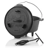 BBQ-Toro Dutch Oven Forest Serie | bereits eingebrannt - preseasoned | Verschiedene Größen | Gusseisen Kochtopf | Bräter mit Deckel (Topf mit Füße, 4,2 Liter (DO45F))