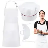 3 Stück Koch kostüm,Kochschürze Weiß＋Kochmütze +Maske,Kostüm Koch,Koch Kostüm Herren,Koch Kostüm für Männer und Frauen,schürze weiß,Geeignet für Kochen, Küche, Garten, Restaurants, Cafés, etc