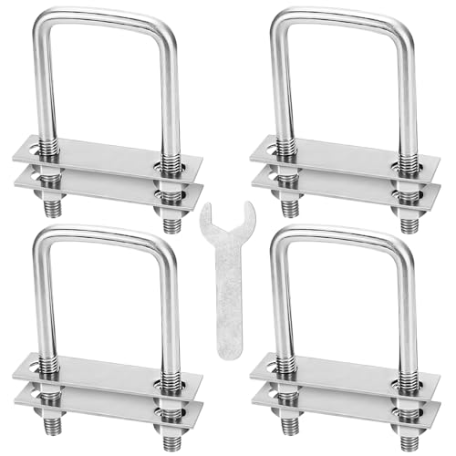 Bügelschraube Mit Gewinde M8 Vierkant-U Bügel 60mmx100mm U-Bolzen 4Stk Mit 16 Muttern und 8 Gegenplatte U Schrauben Bügelbolzen Für Abschleppen Von Autos Schiffen Reparatur (M8 60x100mm)