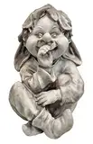 Fachhandel Plus Dekofigur Wichtel sitzend in-Outdoor Gnom Gartenfigur Zwerg Kobold