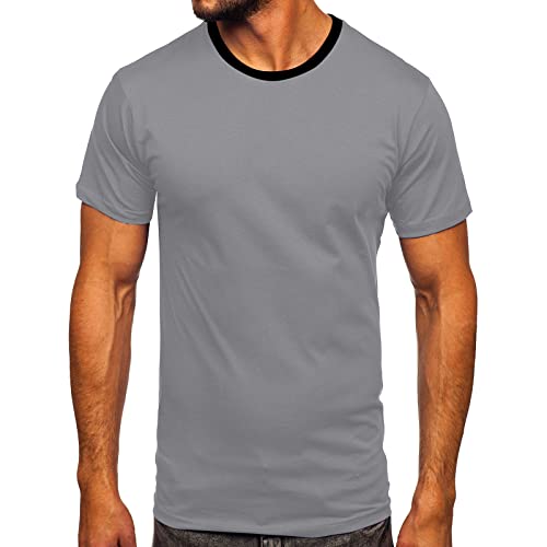 Männer Frühling Sommer Casual O Hals Patchwork Kurzarm T-Shirt Top Bluse Wasserfeste Uhr