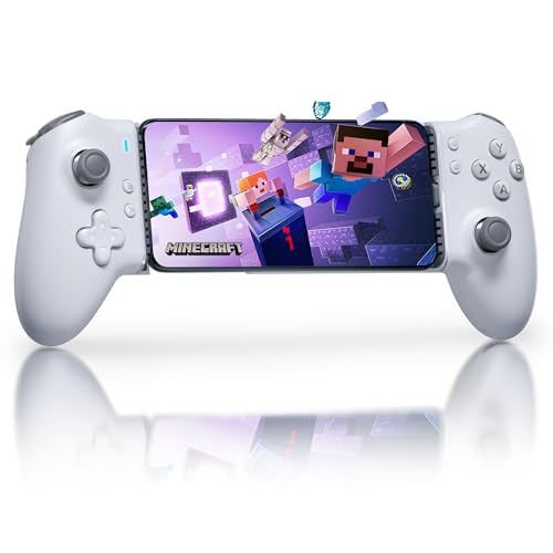 EasySMX M15 Handy Controller Android, Smartphone Controller für iPhone15 Series mit USB C, Bluetooth Handy Controller mit Hall Effekt Trigger&Joystick, meschanischen Tasten-Weiß
