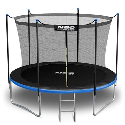 Neo-Sport Trampolin Outdoor Kinder Gartentrampolin Sicherheitsnetz Innen Leiter Gepolsterte Stangen Wetterfest Rostfrei Blau Schwarz 183 cm
