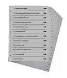 Ordnerregister für wichtige Dokumente, DIN A4, lichtgrau (5er Set)