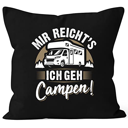 MoonWorks® Kissen-Bezug Camping Home is Where The Stellplatz is Geschenke für Camper Wohnmobil Spruch lustig schwarz Standard