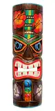 Wogeka - Bunte 50 cm TIKI Maori Wand-Maske - im Neuseeland Style aus Holz als Geschenk-Idee zu Weihnachten Geburtstag Dekoration - Handarbeit Schnitzerei von Bali (TIKIB04)