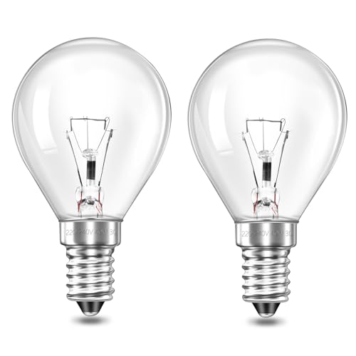 Liuyife E14 G45 Backofenlampe 300 Grad, Dimmbare Warmweiß 2700K, 400LM, 45mm x 77mm, P45 Glühbirne Backofen für Ofen, Lava Lampe, Tischlamp, 2 Stück
