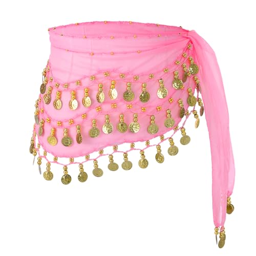 Damen Röcke Pailletten Rock Bauchtanz Gürtel Kostüm Mini Rock Cowgirl Tanzkleid Rave Hüfttuch Kostüm für Damen Mädchen (DE/NL/SE/PL, Alphanumerisch, Einheitsgröße, Regular, Regular, rosa)