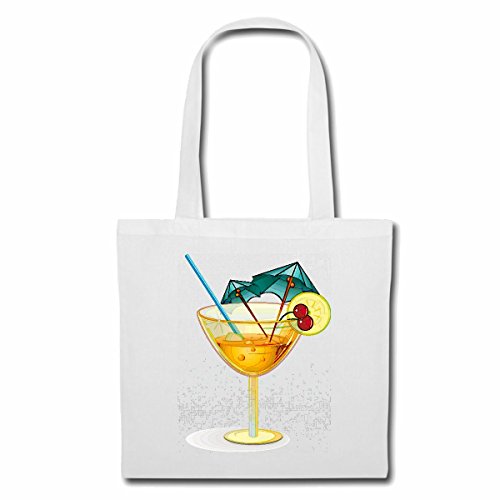 Reifen-Markt Tasche Umhängetasche COCKTAIL MIT KIRSCHEN UND DEKORATION LONGDRINK SOFTDRINK APERITIF Einkaufstasche Schulbeutel Turnbeutel in Weiß