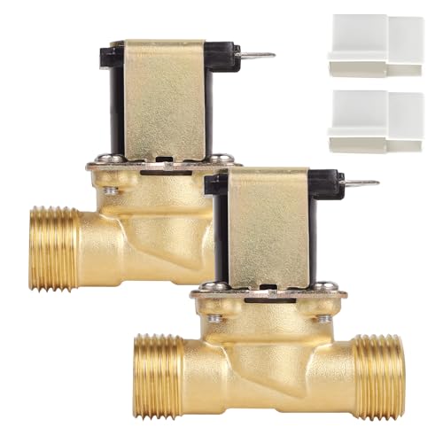SWAWIS 1/2 Zoll Magnetventil 230V Magnetventil Messing Wasserventil Elektrisch, Magnetventil Wasser mit weißem Deckel Für Wassersteuerung, 2 Stück