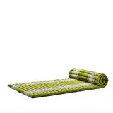 Leewadee Faltbare Bodenmatratze - Japanischer Rollbarer Futon - Tatami Faltmatte - Gästebett - Camping Matratze - Thai Massage Matte, Kapok Füllung, Grün