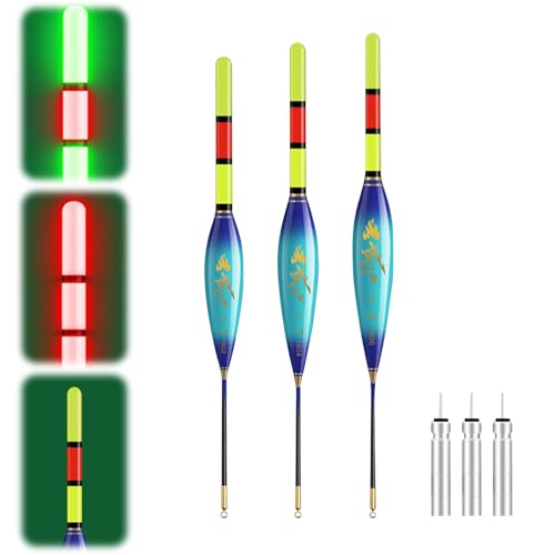 LED Fishing Posen,Nanomaterialien LED Posen Angeln Kann die Farbe ändern,Posen Angel mit Batterie Ladegerät und 3 Stabbatterie Typ CR425,Angel Zubehör Zum Tauchgebiet Angeln Am See ﻿ (04)