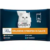 Gourmet PURINA GOURMET Perle Erlesene Streifen Katzenfutter nass, Sorten-Mix, 12er Pack (12 x 4 Beutel à 85g)