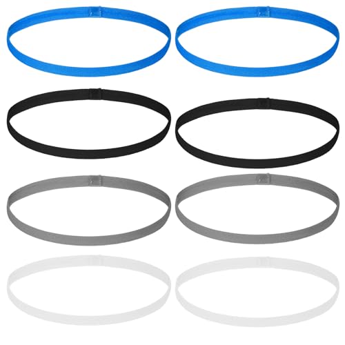 simarro 8 Stück Sport Haarband Dünn für Jungen, Elastische Sport Haarbänder Herren Schweißband Stirnband Antirutsch Stirnbänder für Fußball Yoga Laufen Joggen(4 Farben)
