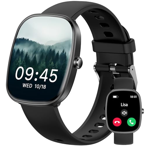 Smartwatch Damen Herren, 1.83" HD Fitness Tracker mit Schrittzähler/Blutdruckmessung/Pulsuhren/Telefonfunktion/SpO2, Gesundheitsuhr, 120+ Sportmodi, IP68 Wasserdicht Fitnessuhr für Iphone Android