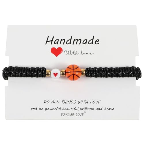 Tyqour Fussball Basketball Geschenke Jungen Verstellbares Schnur Basketball Armband Freundschaftsarmband Jungs, Basketball Perlen Basketball Party Kindergeburtstag Mitgebsel Jungen Mädchen