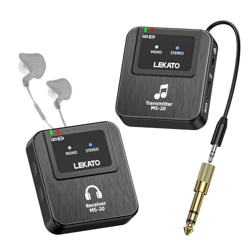 LEKATO Drahtloses In-Ear-Monitoring-System mit Ladekoffer, Professionelles drahtloses 2.4G-Stereo-IEM-System mit Sender und Empfänger, OTG, geeignet für Band-Proben, Live-Auftritte (1TX+1RX)