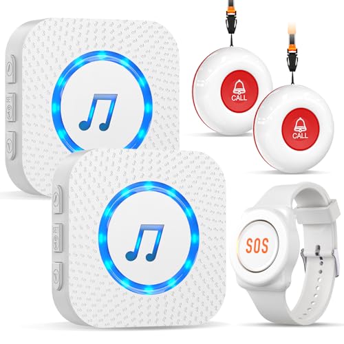 ChunHee Notrufknopf für Senioren Senioren Notruf Armband Notrufarmband für Senioren Funkalarm Sender und Empänger SOS Alarm Kabellos für Pflegebedürftige Mann