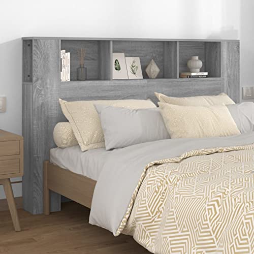 Graues Sonoma Bett-Kopfteil mit Ablage, modernes Möbel-Accessoire, 160 x 18,5 x 104,5 cm