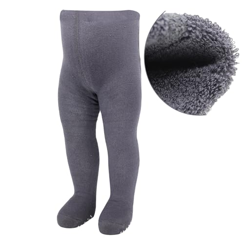 bistyle Baby Mädchen Frottee Strumpfhosen Weiche | Bio-Baumwolle Leggings Kinder Thermo Warme Strumpfhosen mit Anti-Rutsch-Sohle Neugeborene | Warm Tights für Mädchen