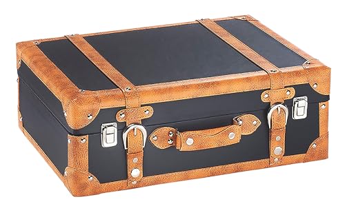 Kobolo Dekokoffer Koffer Vintage Retro - MDF mit Kunstlederüberzug - braun - Metallschließen