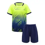 iiniim Kinder Jungen Sport Set 2tlg. Schnelltrockend T-Shirt + Shorts Sportanzug Trainingsanzug für Jogging Fussball Basketball Kleidung Fluorescent Grün 134-140