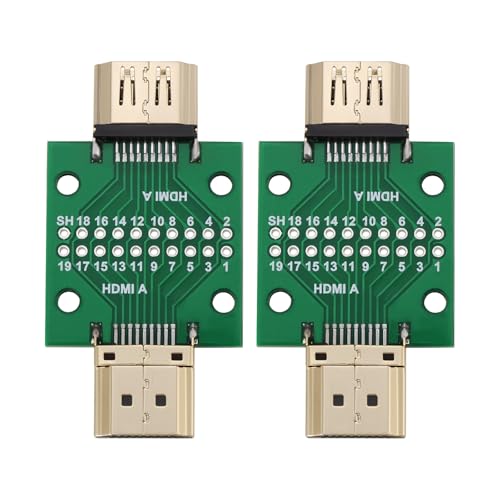 OTOTEC 2 Stück HDMI Typ A Stecker auf Buchse 19 Pins 2,54 Mm Doppelseitige Buchse Breakout Board Anschluss Test Reparatur Test Board Mini Anschluss mit Platine PCB