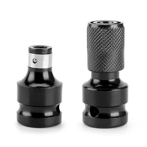 2 Stück Schlagschrauber Bit Adapter, Bithalter Stecknuss Adapter, 1/2 auf 1/4 Zoll, Hochhärte Kohlenstoffstahl, Sicherheitsklemme, Multifunktionsadapter, Robust und Langlebig, Einfache Installation