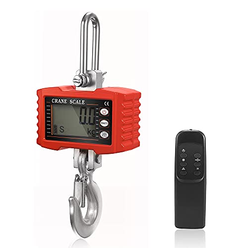 KKTECT Hängewaage Digitalgewicht 2200lbs/1000kg Industriell Kranwaage Hochleistungs-Hängewaage für Bauernhöfe Tragbare elektronische Hängewaage 1T (B)