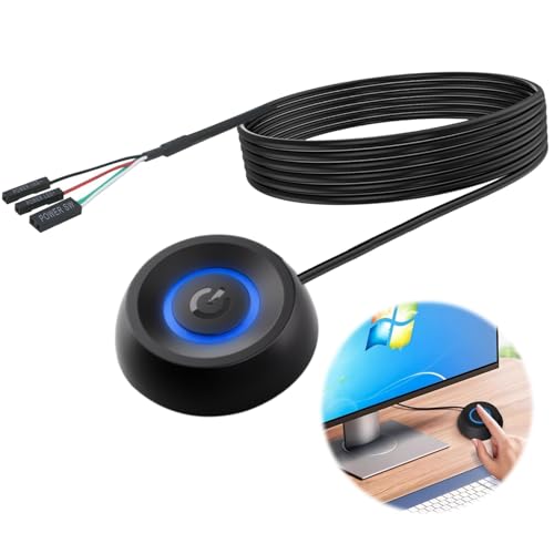 PC Power Button 1.8m mit LED Licht, PC-Netzschalter, Netzschalter des Desktop-Computers, PC-Einschaltknopf Extern, Externer Fernstart PC Motherboard Power On Off Switch Verlängerungskabel