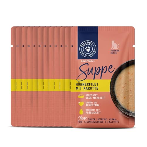 Pets Deli Huhn Suppensnack Vorteilspack für Katzen ohne Zucker und Gluten 12x40g