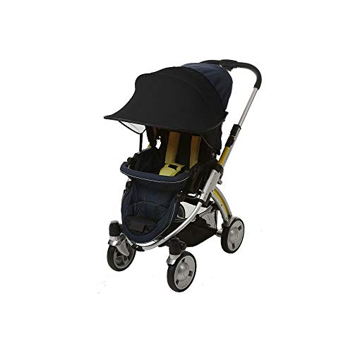 Universalgröße Sonnenschutz für Kinderwagen - Baby Sonnenverdeck für Buggy & Sportwagen|Blockiert bis zu 99% UV UPF50+|Sonnendach und hilft Babys zu schlafen (Schwarz)