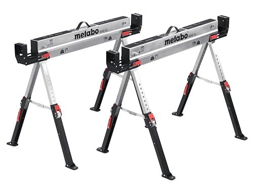 Metabo Arbeitsbock-Set MAB 82, höhenverstellbarer Sägebock, klappbarer Unterstellbock, Klappbock, Werkbock mit Pulverbeschichtung, 2 Stück 626990000