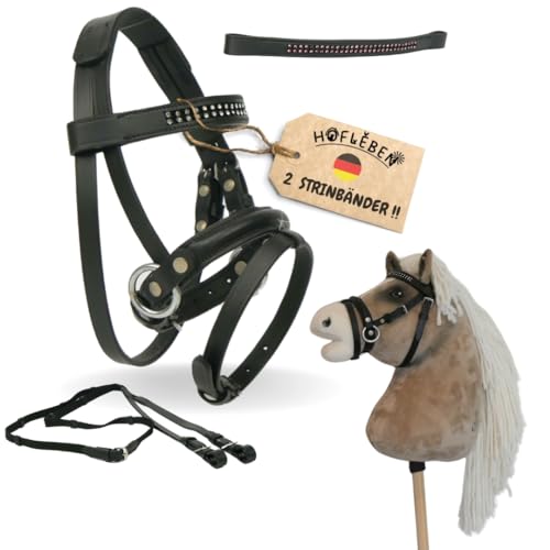 Hofleben ® - Hochwertige Spielpferd Zubehör Trense mit 2 Stirnbändern (Silber + Pink) und Zügel | Hobby Horse Trense | Hobby Horse Halfter | Trense Pony | gebisslose Trense Pferd