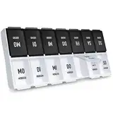 AUVON Tablettenbox 7 Tage Morgens Abends, Handlicher Tablettenbox mit Großen Separaten Fächern für Medikamente, Vitamine, Fischöl, Nahrungsergänzungsmittel usw.
