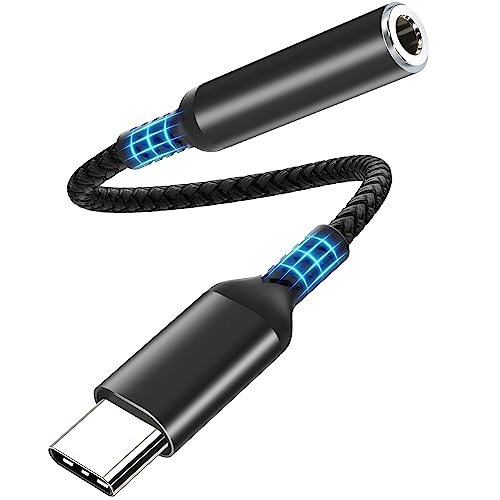 Adapter USB C Auf Klinke,USB C Klinke Adapter 3.5mm Audio mit HiFi DAC Chip für iPhone 16 Pro Max/16 Pro/16 Plus/16/15 Pro/15 Samsung S24 S23 A53,Huawei P50/P40/Pro Mate50/40,iPad Pro,MacBook Schwarz