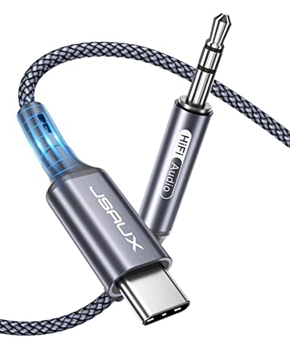 JSAUX USB C auf Aux Kabel 1M, USB Typ C auf Klinke Kabel 3.5mm Audio Aux Dauerhaft kompatibel mit iPhone 16/15 Pro Max, Galaxy S24/S23/S22 Ultra, iPad Pro, Pixel, Huawei P40, Auto-Lautsprecher